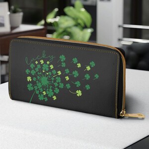 Monedero con cremallera Lucky Clover, monedero elegante, regalo perfecto para el día de San Patricio, uso diario, accesorio de moda, billetera verde