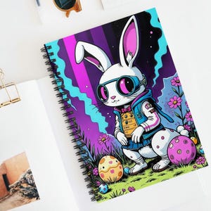 Gothic Space Bunny Notebook, Ruled Line Journal, Dark Rabbit Diary, Creepy Bunny Sketchbook, Emo Bunny Planner