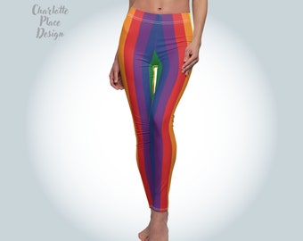 Pride Striped Leggings, Women's Full-Length Leggings, Leggings for Women, Running Pants, Athleisure Wear, Yoga Pants, Gift for Her