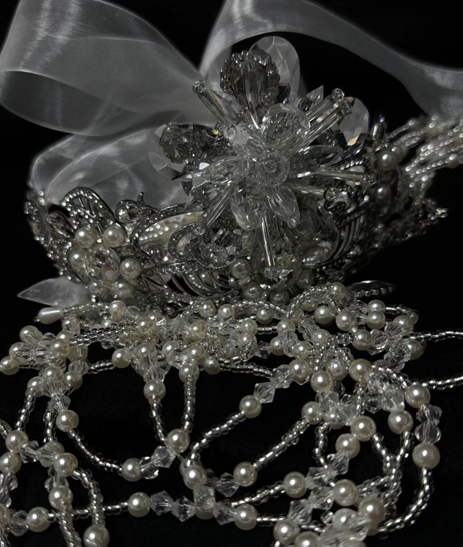 Women Rhinestone Face Chain Veil Crystal Fringe Head Jewelry main image 1