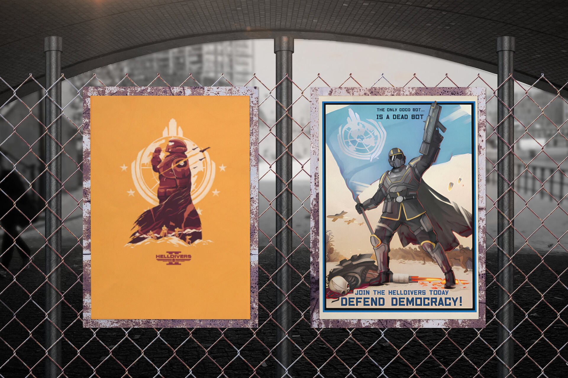 Discover Helldivers 2 Video Game Defend Democracy Propaganda Poster