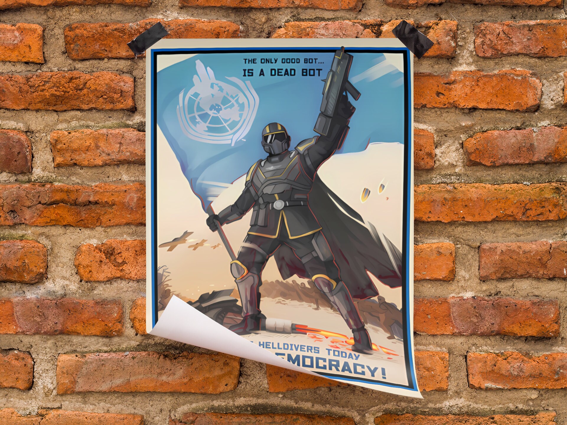 Discover Helldivers 2 Video Game Defend Democracy Propaganda Poster