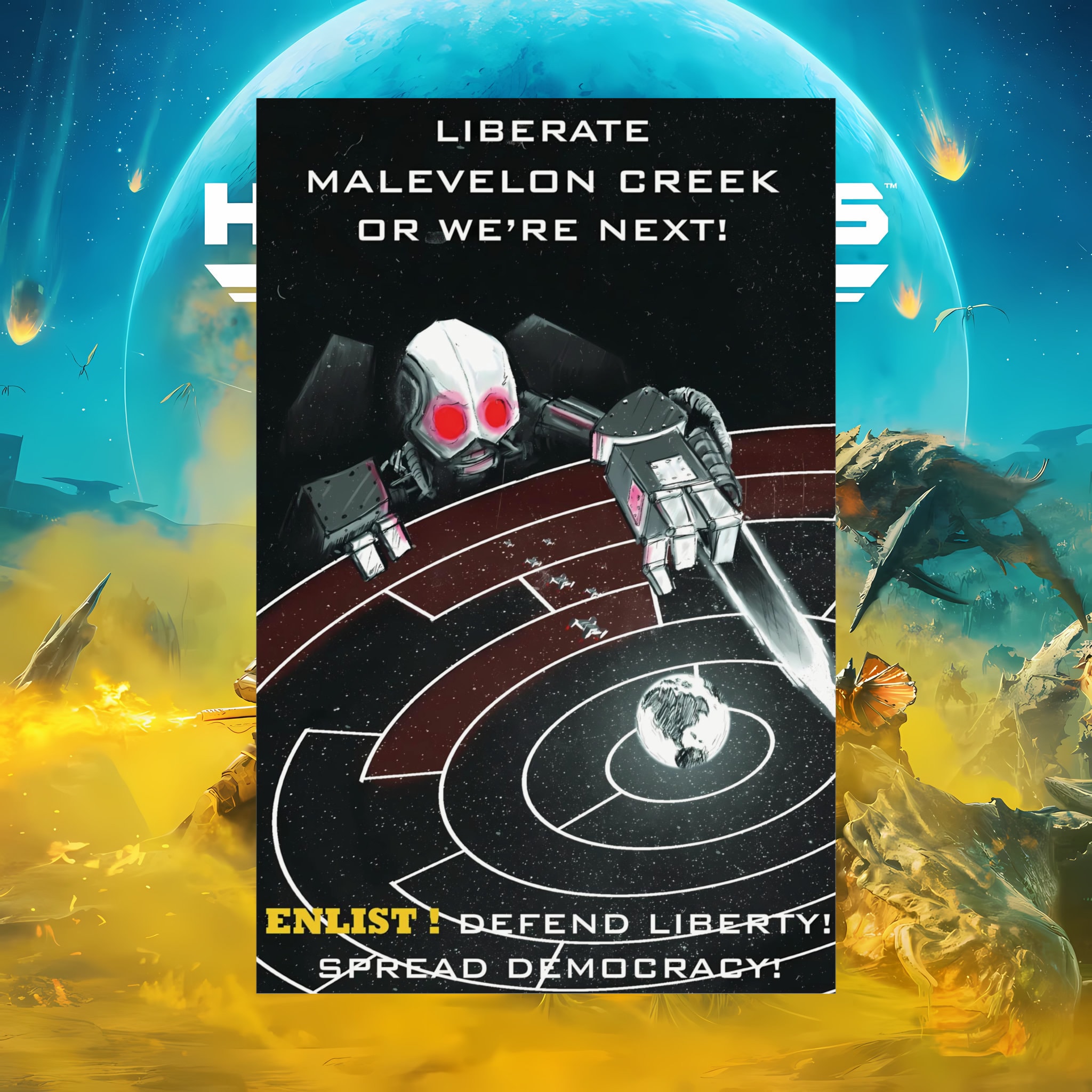 Helldivers 2 Liberate Malevelon Creek Campaign Posters, Video Game Poster sold by Competency