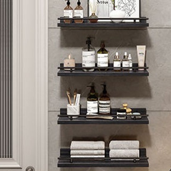 Black Floating Shelves Bathroom Etsy