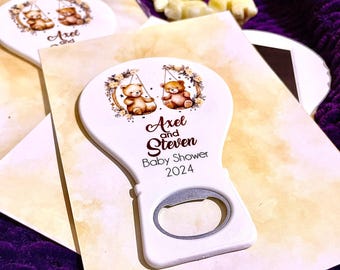 Baby Shower Gift Magnet Bottle Teddy Bear Gift Magnet Opener Baby Shower Favors Personalized Baptism Magnet Customized Baby Shower