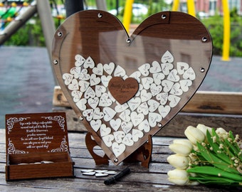 Personalisierte Holz Herz Hochzeit Gästebuch Alternative, Stammbaum