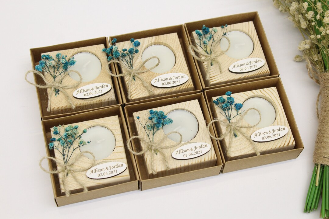 50PCS Personalized Wedding Candle Favors for Guests in Bulk, Rustic ...