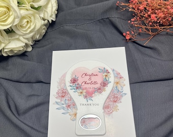 Personalisierte Hochzeit Flaschenöffner Magnet Gefälligkeiten mit Karte