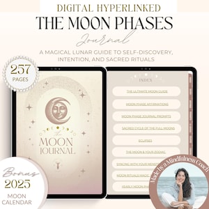 Digital Moon Phases Journal | 2025 Moon Calendar, Zodiac, Moon Magic Rituals, Manifestation, Tarot, Period Trackers, Witchcraft, Goodnotes