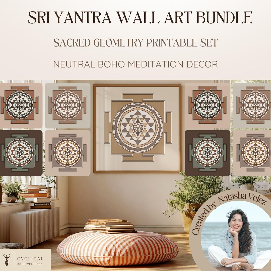 Sri Yantra Wall Art Bundle | Sacred Geometry Boho Meditation Decor ...
