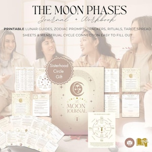 ムーンジャーナル儀式ワークブック：月の満ち欠け、満月のメッセージ、周期同期、顕現のグリモア（印刷可能）