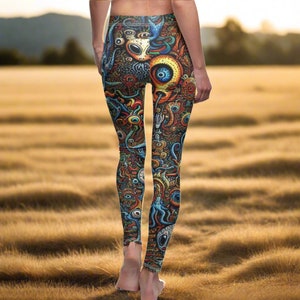 Floating Aliens Leggings, Galaxy Lovers Gift, Festival Leggings, Alien Yoga Leggings, Space Lover Gift, Yoga Lover Gift, Festival Outfit
