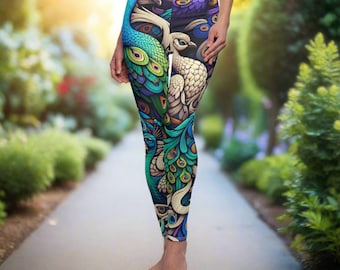 Peacock Pride Leggings, Peacock Lover Leggings, Bird Lover Gift, Festival Leggings, Festival Outfit, Peacock Costume, Peacock Outfit Gift