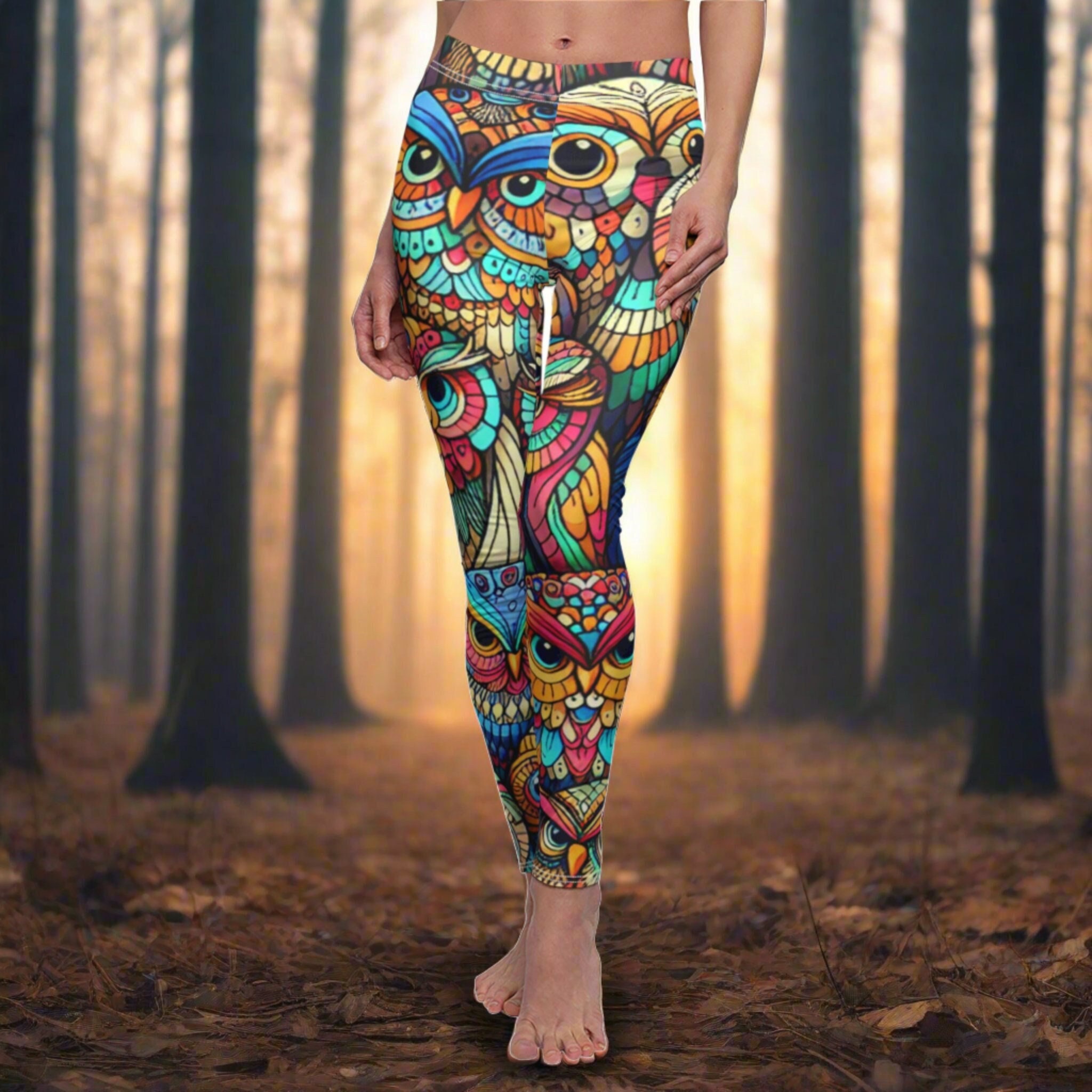 Owl Leggings, Owl Lover Leggings, Bird Lover Gift, Festival Leggings, Festival Outfit, Yoga Birthday