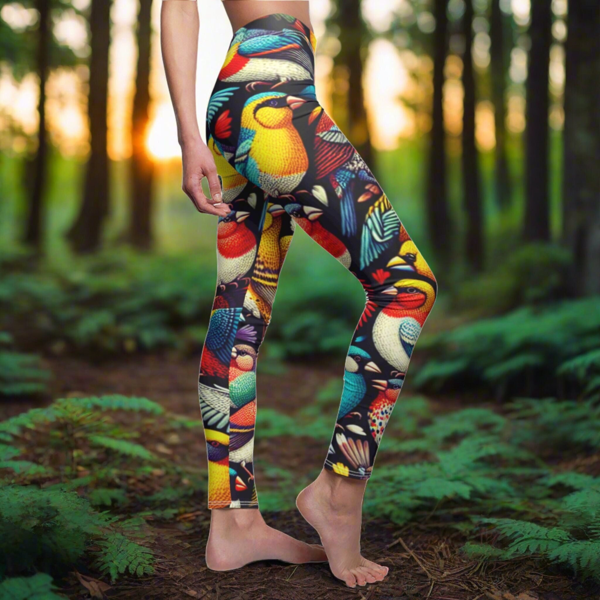 Finch Leggings, Finch Lover Leggings, Bird Lover Gift, Festival Leggings, Festival Outfit, Yoga Birthday Gift, Yoga Gift, Meditation Outfit