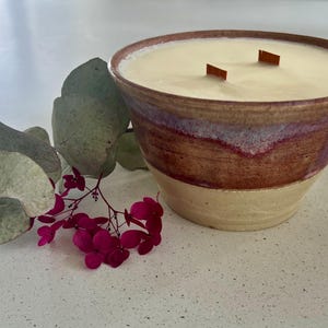 Ceramic Candle Jar Handmade - Mottled Pink