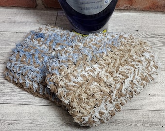 Handmade Reusable Kitchen Scrubbies: Cotton Crochet Dish Cloths, Set of 2