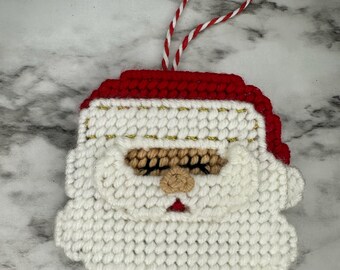 Santa Clause Ornaments, Christmas Ornaments, Santa Decorations, Vintage Style Christmas Ornaments, Plastic Canvas Santa Claus Ornament