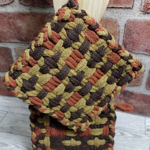 Handmade Loomed Potholder Set: Earth Tone Cotton Trivets