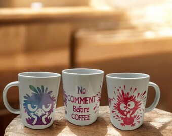 No Comment Before Coffee, Funny Mug, Colorful Coffee Mug, Cute Coffee Mug, Cute Gift