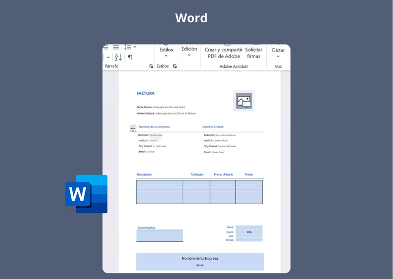 Fillable and PDF/EXCEL/WORD Invoice Template. Etsy