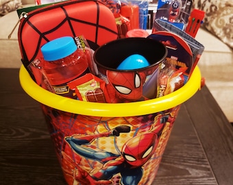 Handmade Spider-Man Gift Pail: Toys, Books, Stationery Set