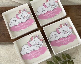 Marie Cat Baby Shower Favors, Custom Wood Magnet, First Birthday Favor, Baby Shower Host Gift, 1st Birthday Party Favors