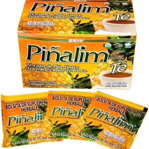 Thé Pinalim/Te de Pinalim version mexicaine - Ananas, lin, thé vert, thé blanc - Approvisionnement de 30 jours en sachets de suppléments naturels à base de plantes