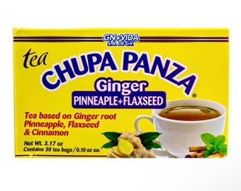 Thee CHUPA Panza, thee op basis van ONGINGER-wortel, PINNEAPPLE, vlas en kaneel (elk 30 theezakjes/0,10 oz) Variatiepakket Biologisch Natuurlijk