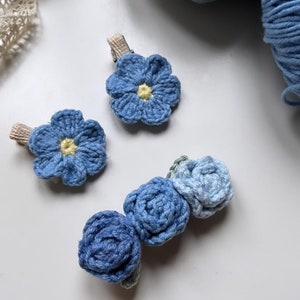 Baby Hair Clips,  Hair Mini  Clips, Baby Fringe Clips, First Hair Clips, Tiny Hair Clips, Gentle Hair Clips, Crochet Hair Clip Set of Blue