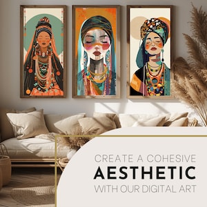 3 Prints Set of Moroccan Women Portraits | Feminist Poster | Powerful Woman Art | Women Empowerment | Wall Art Gift | Berber Art Wall Decor