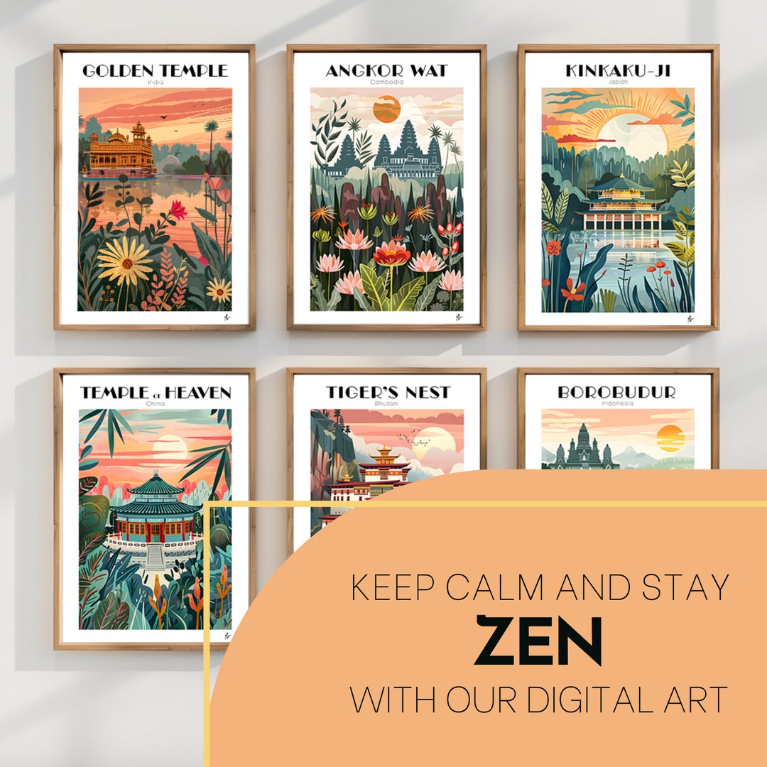 Asian Temple Travel Posters: Zen Landscape Wall Art (digital Download ...
