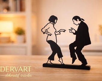 Modern Dance Figure Metal Sculpture, Abstract Dancer Decor, Minimalist Steel Ornament (20 × 19 cm)
