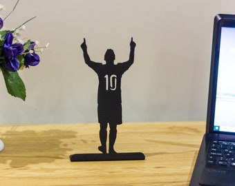 M10 Football Player Metal Desk Decor, Laser Cut Steel Sculpture, Freestanding Shelf Art