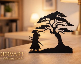 Samurai Metal Wall Decor, Japanese Warrior Art, Bushido Zen Home Accent