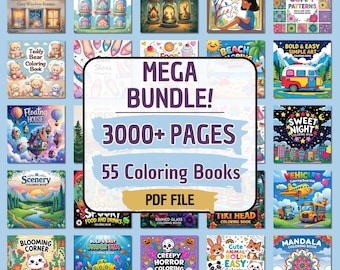 3000+ Coloring Pages Mega Bundle, Coloring Book Bundle, Girl Moments, Cute Cozy Comfy, Pdf Coloring Pages, Coloring Pages, Stress Relief