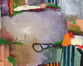 Abstract Landscape Acrylic Painting on Canvas: Considerazioni Eleganti