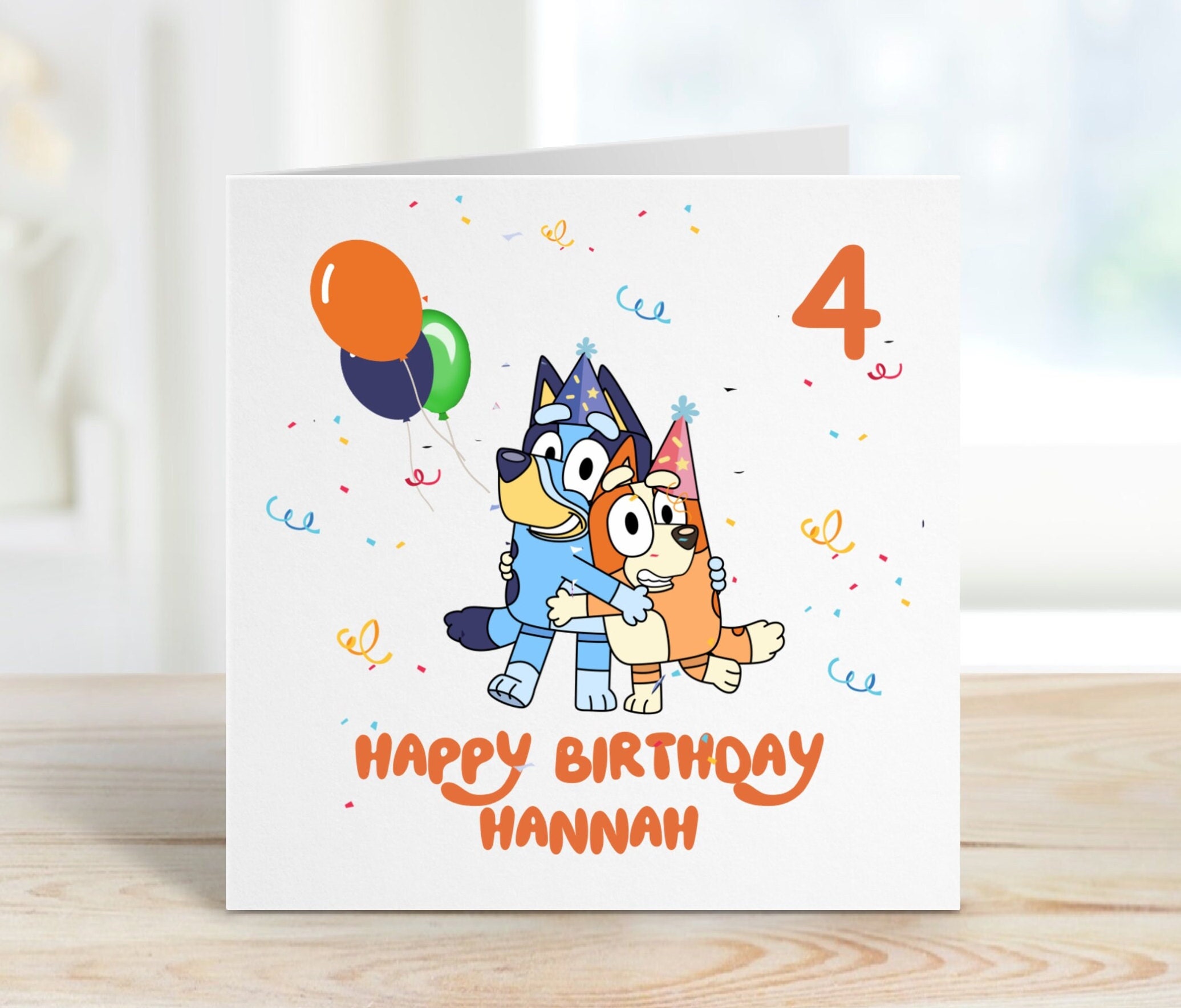 Bluey Themed Birthday Card, Personalised Greeting Card for Any Relation ...