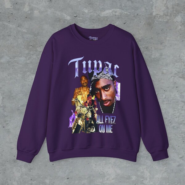 Tupac Sweatshirt | 2Pac Sweatshirts | Vintage Retro Music Unisex Sweatshirt | All Eyez on Me 2Pac Sweatshirt