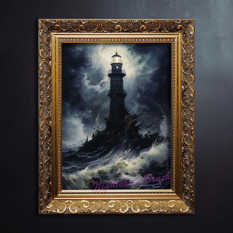 Gothic Lighthouse Wall Art Print Gothic Home Decor Dark Art Occult ...