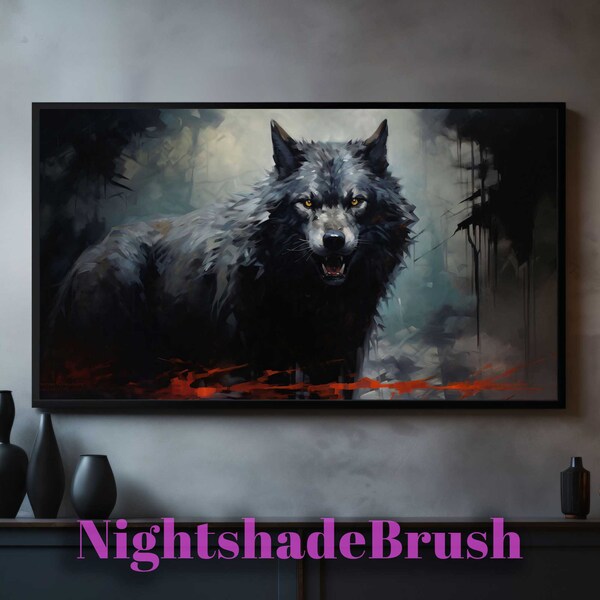 Gothic Wolf Frame TV Art Digital Download Wildlife TV Screensaver Samsung Frame Tv Art Gothic Painting Majestic Wolf Tv Art N147 Lone Hunter