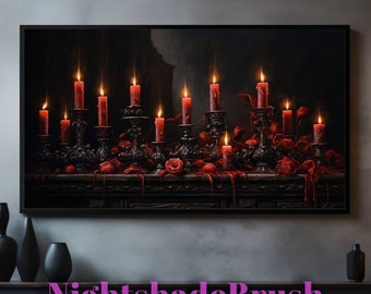 Candles Frame TV Art Digital Download A Symphony of Light TV Screensaver Samsung Frame Tv Art Gothic Painting Candlelight Frame Tv Art N132