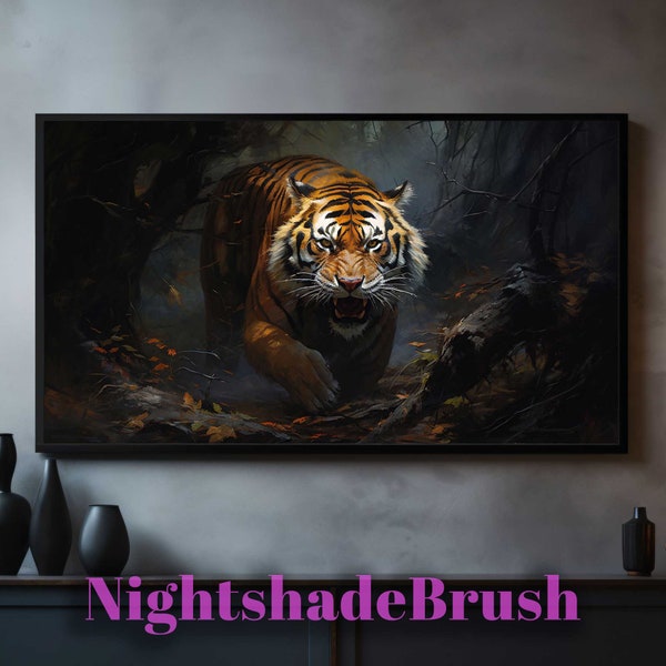 Tiger Frame TV Art Digital Download Big Cat TV Screensaver Samsung Frame Tv Art  Majestic Animal Tv Art Gothic Painting Wildlife Tv Art N152