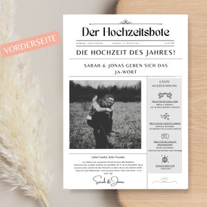 Zeitung Hochzeit deutsch, Hochzeitszeitung Vorlage deutsch, digitale Vorlage Hochzeitszeitung, Hochzeitsprogramm, Hochzeitszeitung Canva image 2