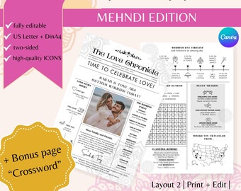 wedding newspaper program template | newspaper wedding program | wedding newspaper template canva | wedding program canva