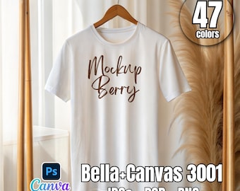 Bella Canvas 3001 Smart Mockup Bundle | 47 Farben | PSD Smartobjekt-Ebenen + JPG + PNG