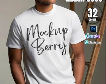 Gildan 5000 T-Shirt Mockup Bundle – 32 Colors | PSD & JPG Smart Objects for POD Designs