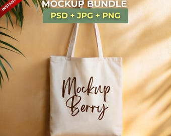Eco Tote Bag Mockup Bundle: PSD, PNG & JPG Dateien (Instant Download)