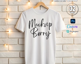 Gildan 5000 T-Shirt Mockup Bundle | 32 Colors | PSD Smart Object Layers | POD-Ready
