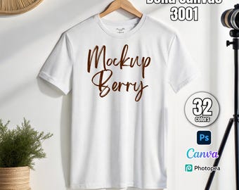 Bella Canvas 3001 T-Shirt Mockup Bundle: 32 Colors (PSD & JPG)